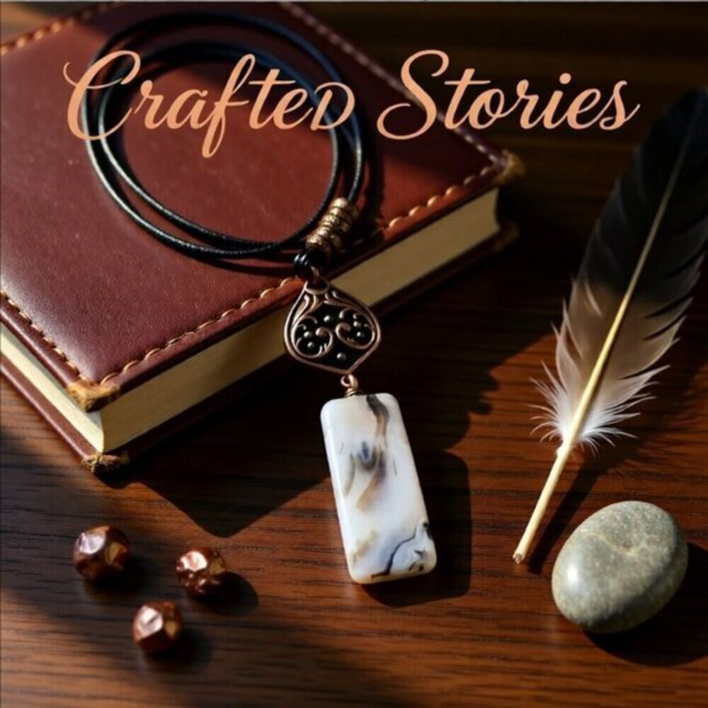 Dendritic Agate! Countrycore Stone & Copper Connector + Leather Necklace 22"